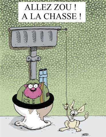 un dessin excellent de BEBB! allez, tire la chasse petit lapin! un de moins! 