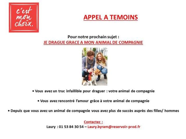 Je drague grâce à mon animal de compagnie